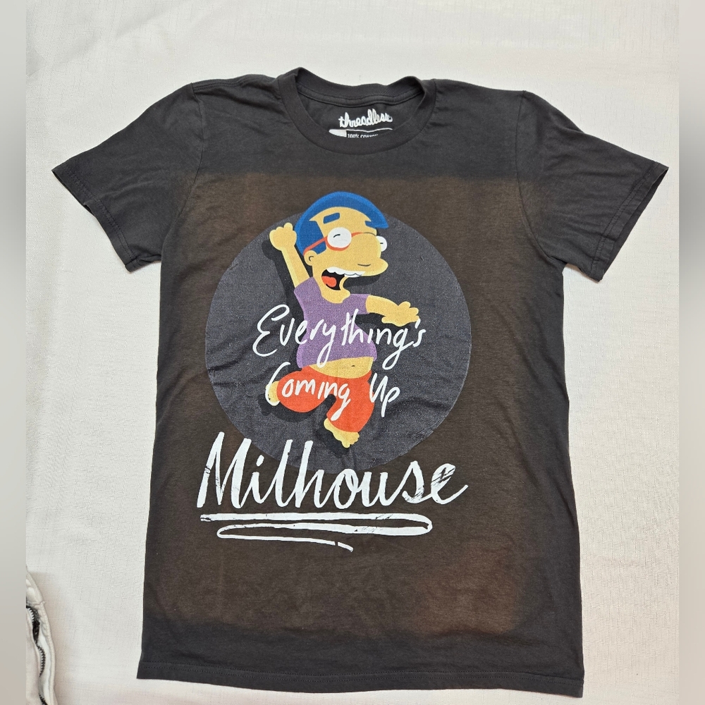 Threadless Black Graphic Milhouse 'Everything's Coming Up' Tee